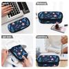 Pen Case Large Storage Space Zipper Closure Wear Resistant Polyester with Mesh Pocket Removable Divider and Pen Slots for Students