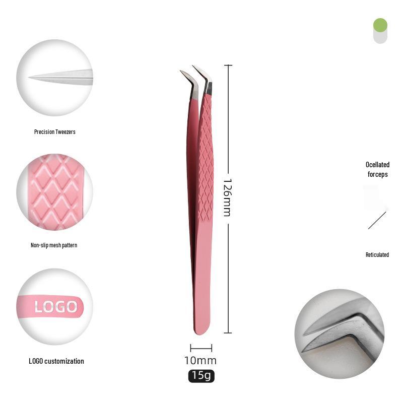 Golden Feather Stainless Steel Eyelash Tweezers for Grafting and Extensions