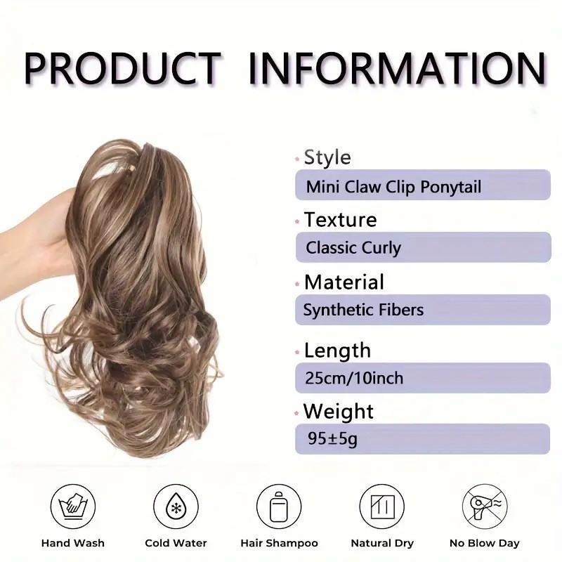 Womens Claw Clip Ponytail Wig Short Curly Fluffy Natural High Crown Hairpiece
