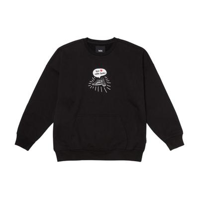 X Asian Artist Collaboration Front Skate Shoe Print Crew Neck Casual Sports Long Sleeve T-Shirt Men Tops VN000EXFBLK