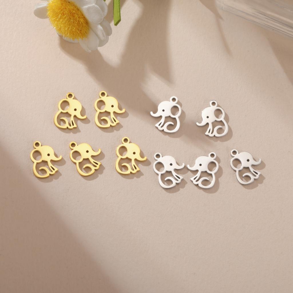 5pcs/Lot Stainless Steel Cute Animal Charms For Jewelry Making Cat Squirrel Bee Owl Elephant Koala Pendant DIY Accessories