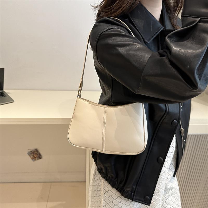 Women's Bag New Fashionable Retro Shoulder Bag Versatile Solid Color Texture Small Square Bag Fashionable Simple Style Commuting Underarm Bag