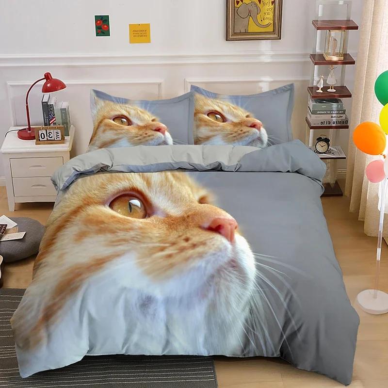 3Pcs Single-Sided Printed Bedding Set Comforter Funny Cute Pet Duvet Bedding Cover Pillows Comfortable Bedspreads For Kids Teens
