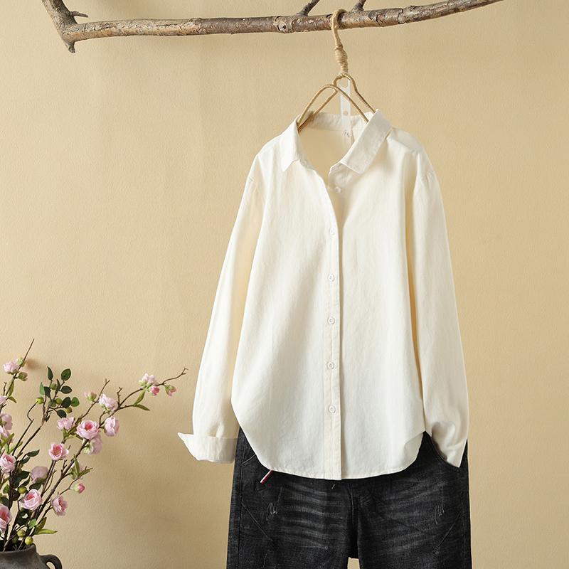 

Блузки для девочек в японском стиле, короткие, с длинным рукавом, однотонные рубашки с подкладкой, топы для высоких женщин, осенняя одежда XS бежевый