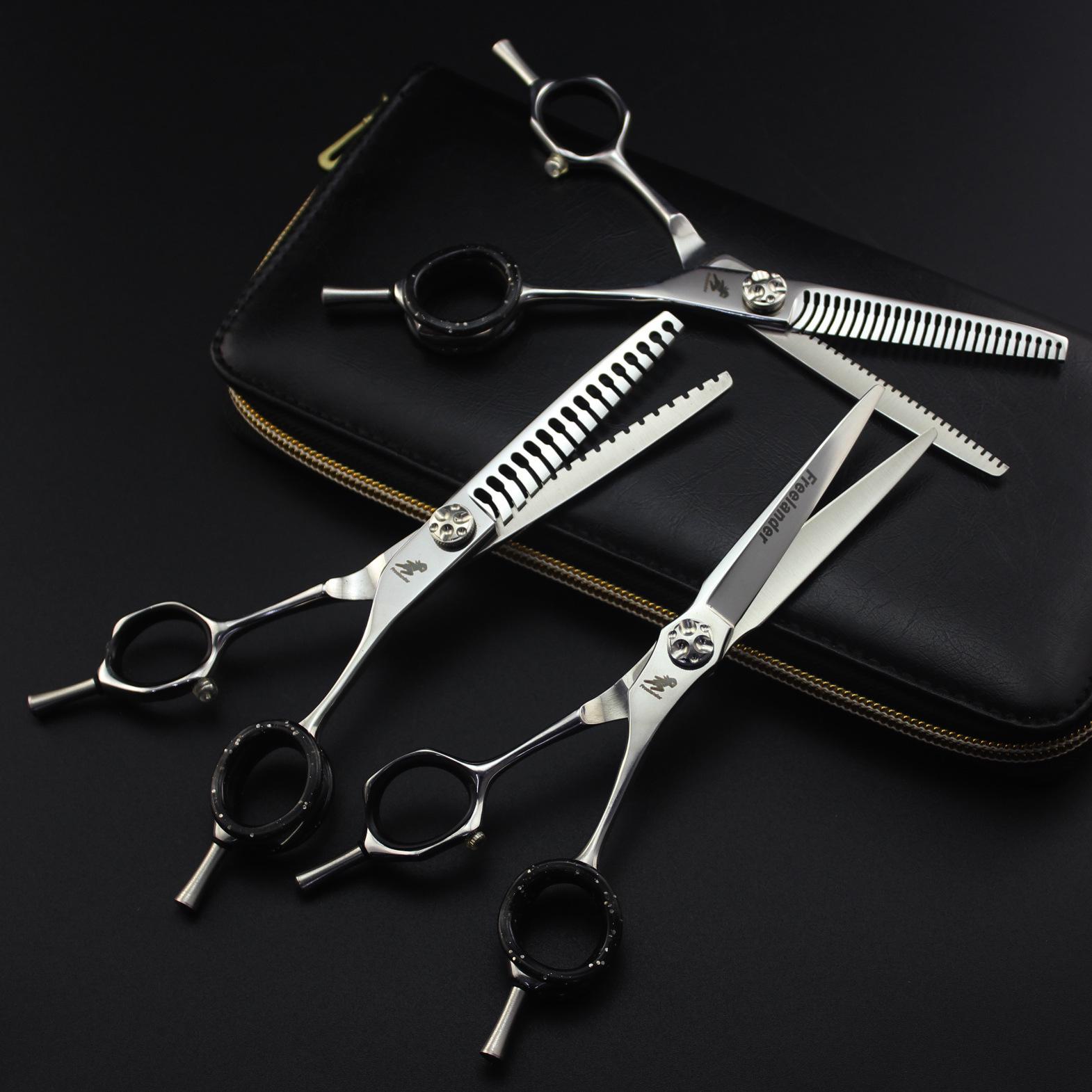 6-inch God Walker Hairdressing and Barber Scissors Set: Straight, Bangs, Thinning, and Teeth Scissors. Straight Cut