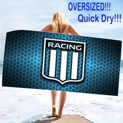 Racing Club Print Beach Towel, Large Soft Quick Dry Towel for Beach Camping Swimming