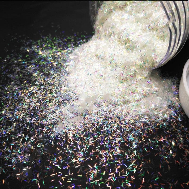 

50 г экологически чистые лазерные серебряные блестки из ПЭТ-полосок для нейл-арта и макияжа, рождественский подарок HCCT-022 Fantasy 50g