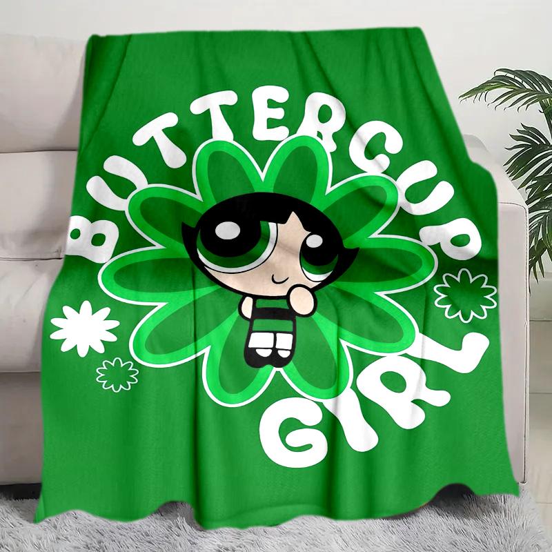 1PC The Powerpuff Girls printed blanket, all season lightweight home office outdoor nap multifunctional blanket A6