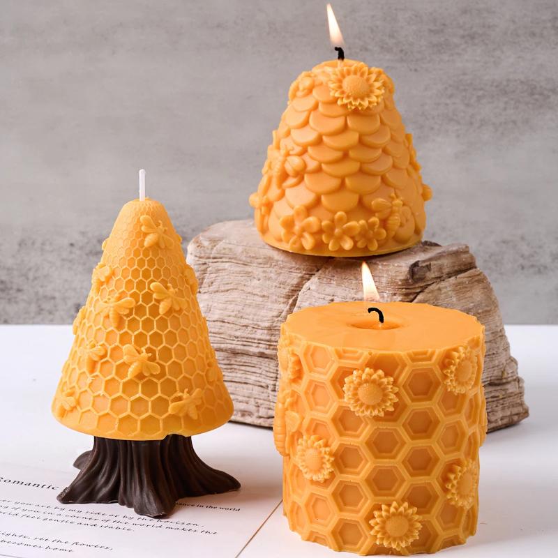 3D Včelí plástev Silikonové formy na svíčky Včelí úl Sloupová forma DIY Válec Včelí vosk Vonná sádra Svíčka Mýdlo Forma Domácí dekorace Dárek