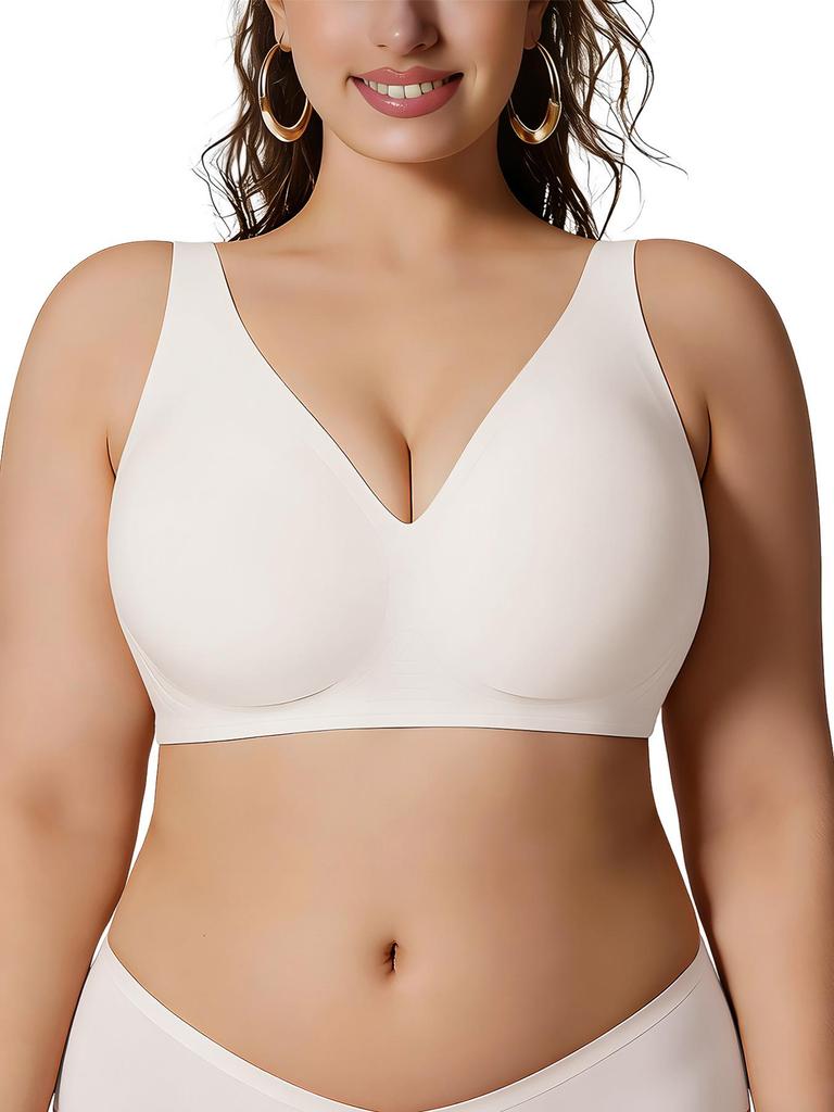 Plus Size Seamless Leopard Print Invisible Bra with Soft Support