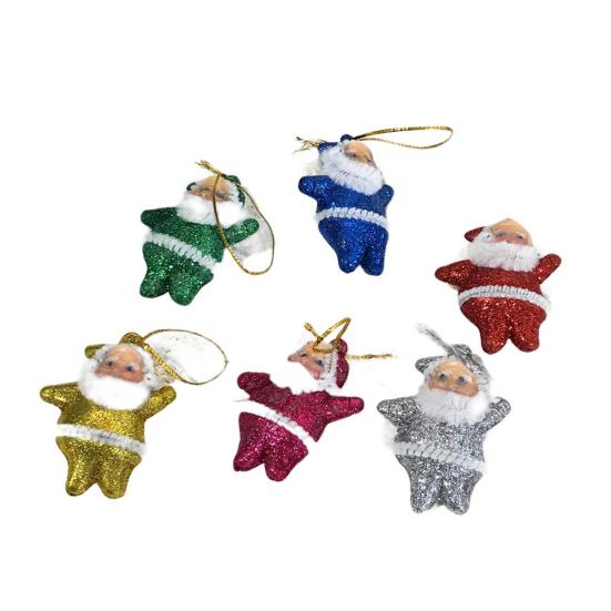 6 Pcs Santa Claus Ornaments for Tree Fabric Santa Claus Christmas Hanging Ornaments 3D Santa Doll Pendant for Holiday Xmas Tree Decor