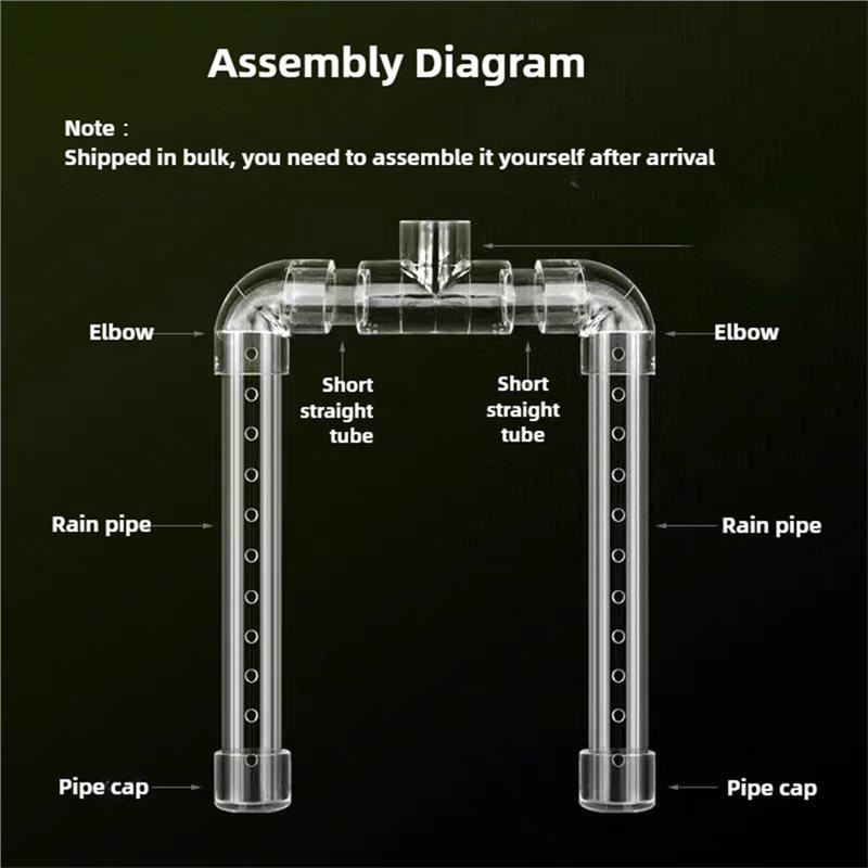 ABMH-Acrylic Outflow Pipe Double Rain Bar High Transparent Aquarium Filter Fish Tank Accessories Rain Shower Outlet Tube Accessr