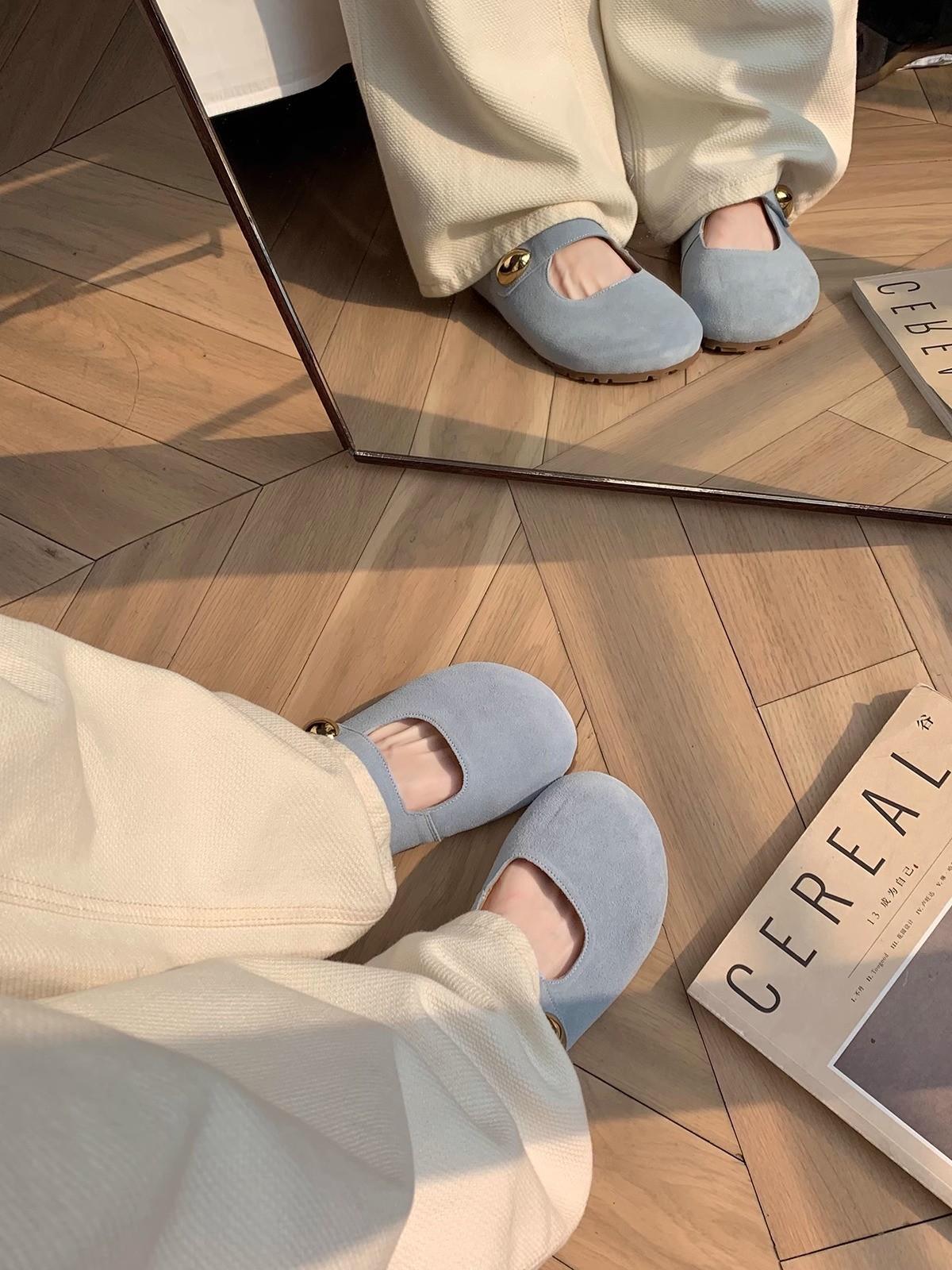 

! Cowhide version~ 5cm inner height increase thick-soled Mary Jane shoes women s half drag 40