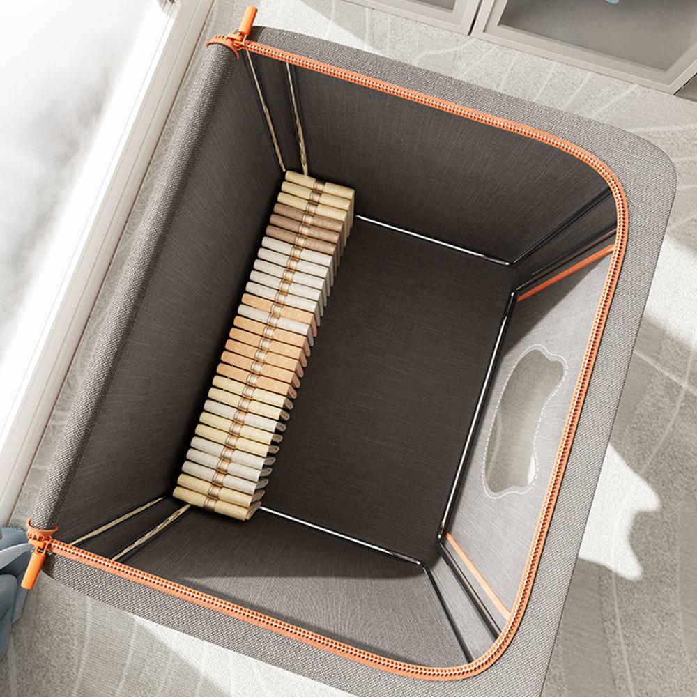 24L 40 X 30 X 20CM Foldable Storage Box with Cat Ear Window Cationic Fabric Steel Frame Organizer