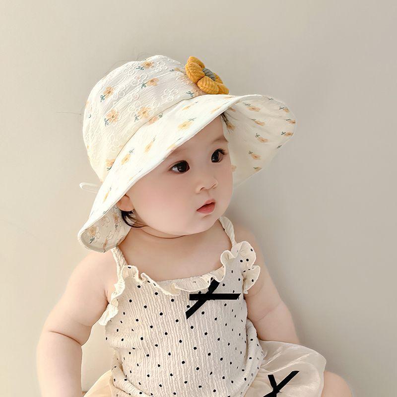 Baby Girl Summer Sun Hat With Large Brim And Floral Print Breathable Visor Cap For Toddler Infant UV Protection Outdoor