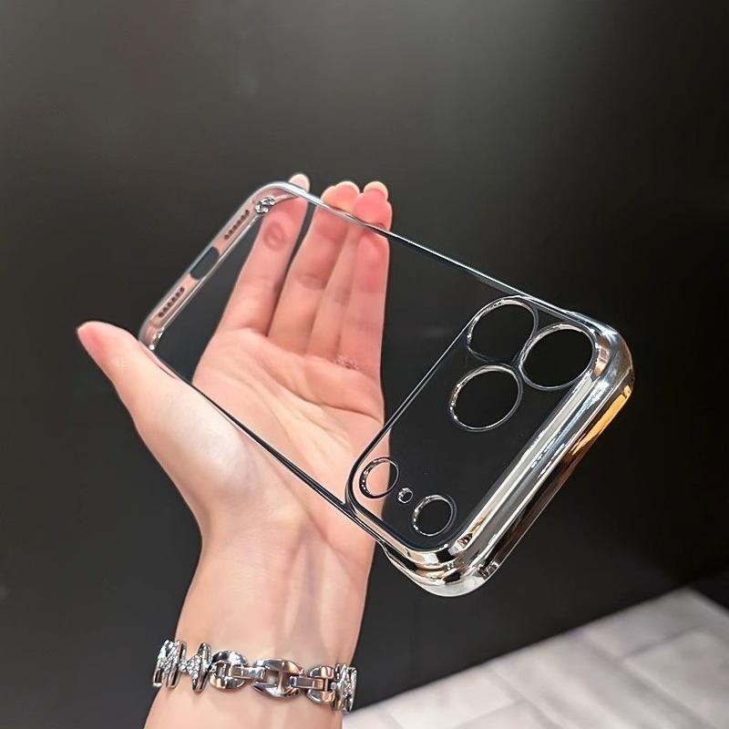 Plating Clear Frameless Phone Case for iPhone 17 Pro Max Ultra-Thin Hard PC Shell for iPhone Air 17Pro Bumper