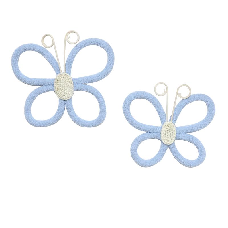 

2 PCS Butterfly Wall Decor Daisy Flower Bohemian Wall Decor Macrame Rattan Wall Hanging Room Decor for Teen Girl