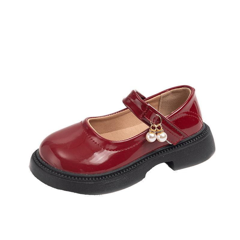 Girls' black leather shoes, children's soft-soled princess shoes 2025 performance shoes, older children's primary school students' leather shoes, wome