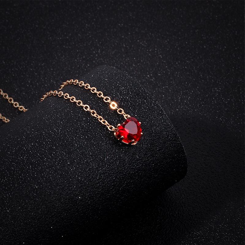 New accessories, European and American simple alloy chain crystal necklace, colorful fashionable heart-shaped zircon collarbone chain