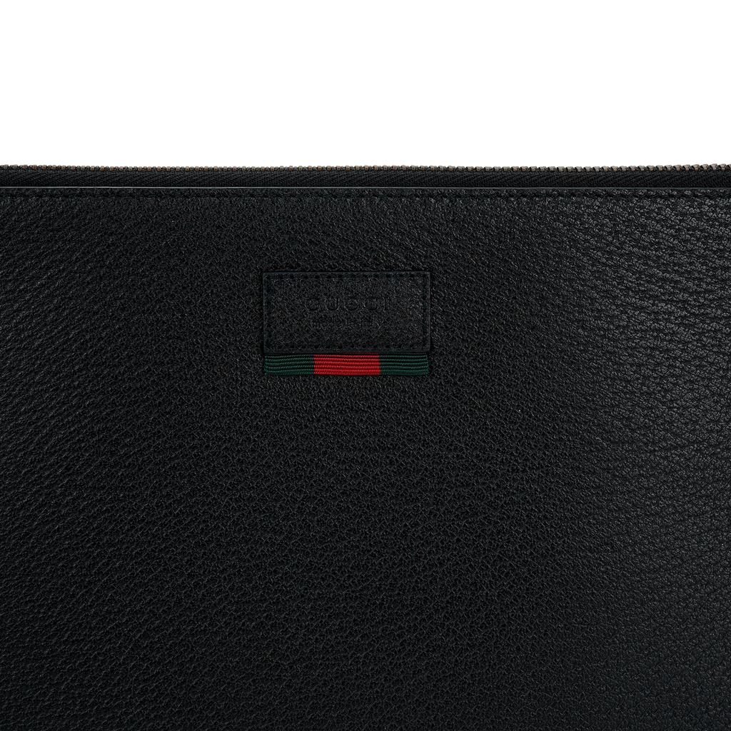 Gucci Logo Tessuto Rosso e Verde Semplice Classica Borsa da Lavoro in Pelle Pochette Borse da Uomo Nera 428758-DJ21T-1060