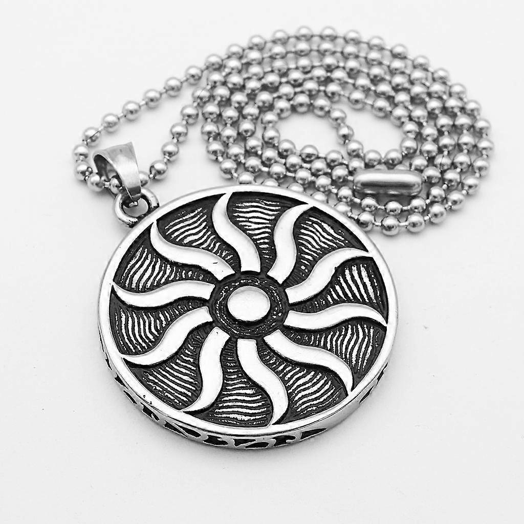Fashion Sun-god 316L Stainless Steel Flame Pendant Necklace for Men Silver