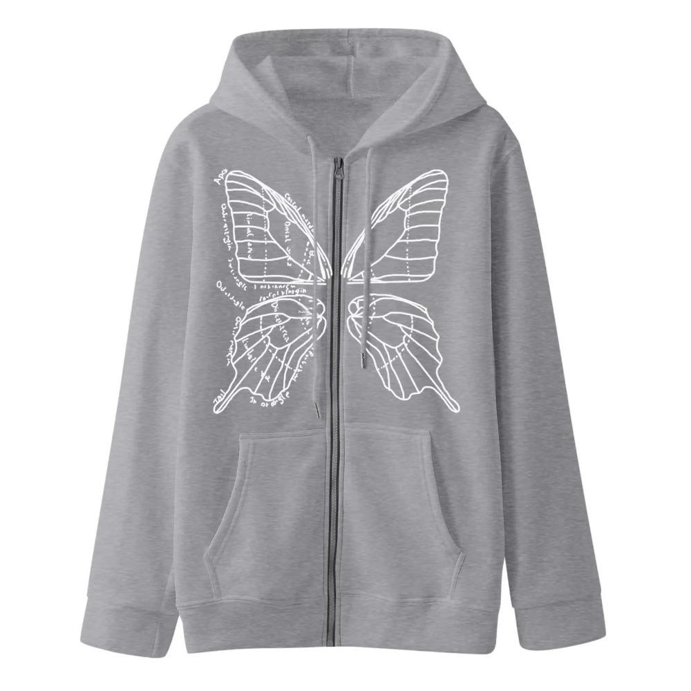 Hot Sale Of The Season Personalized Butterfly Print Zipper Hoodie Unisex Loose Outerwear Trendy Sweatshirt for Autumn Couples Co