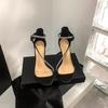 Fashion 2024 New Women's Sandals One-row Transparent Pure Desire Sexy  Niche Fashion Elegant High Heels Fine Heels Rubber Upper