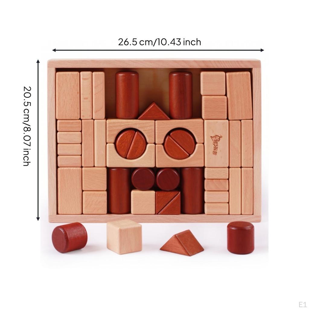 Wooden Building Blocks Beech Wood Stacking Block Puzzle Geometric Shape Sorter