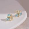 Simple Oil Dripping Rhinestones Leaf Stud Earrings For Women Fashion Personalized Daily Accessory Party Jewelry Birthday Gifts