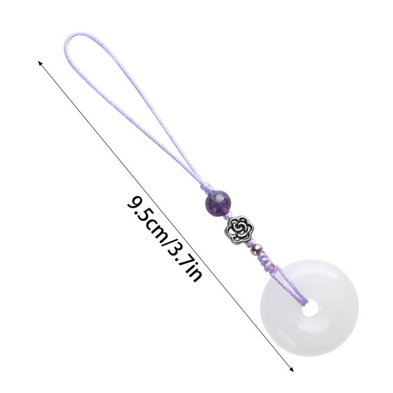 Vintage White Jade Buckle Pendant Phone Strap Chain Accessory Chinese Style Keychain Charm Unique Gift for Women Girls