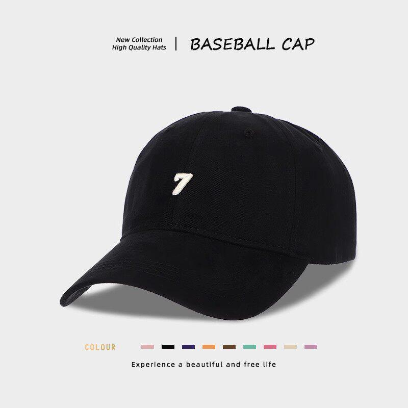 Soft Cotton Vintage Baseball Cap with Number 7 Embroidery Unisex Adjustable Dad Hat Breathable Outdoor Sports Cap 6 Colors