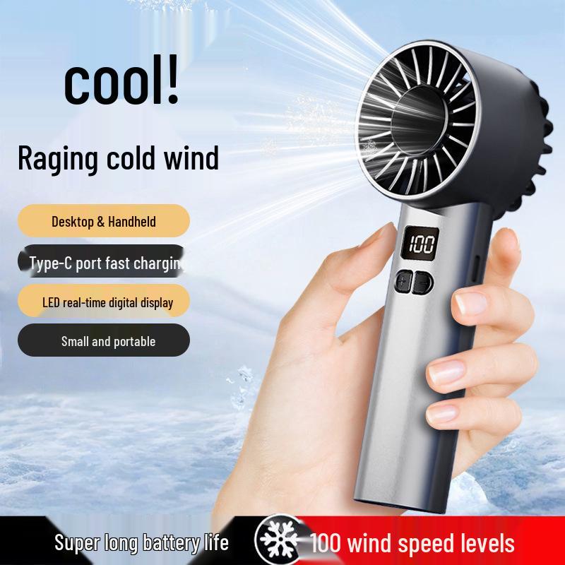 JK107 Hurricane Handheld Fan: 100-Speed Portable, Long-Lasting Desktop Cooling