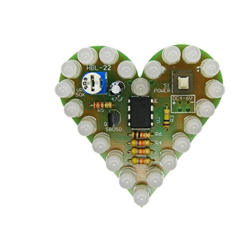 Anfängerfreundliches herzförmiges analoges Schaltungs-Übungsset DIY Einstellbarer Atmen-LED-Effekt Für Elektronisches Lernen