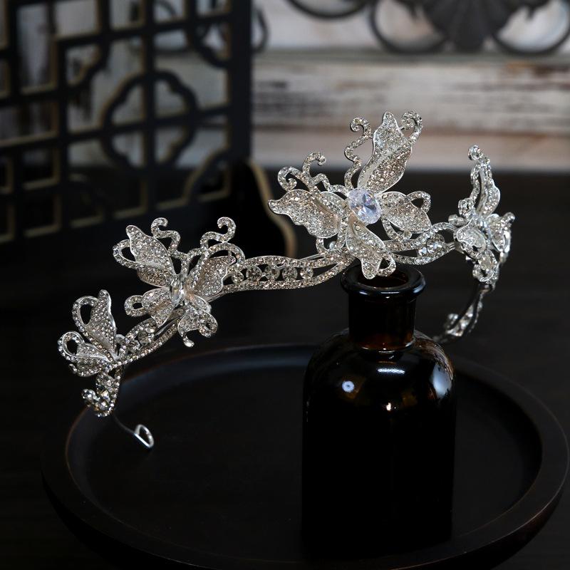 

European Style New Luxurious and Elegant Bride Wedding Butterfly Zircon Crown Headdress Crown Tiara Hair Accessories