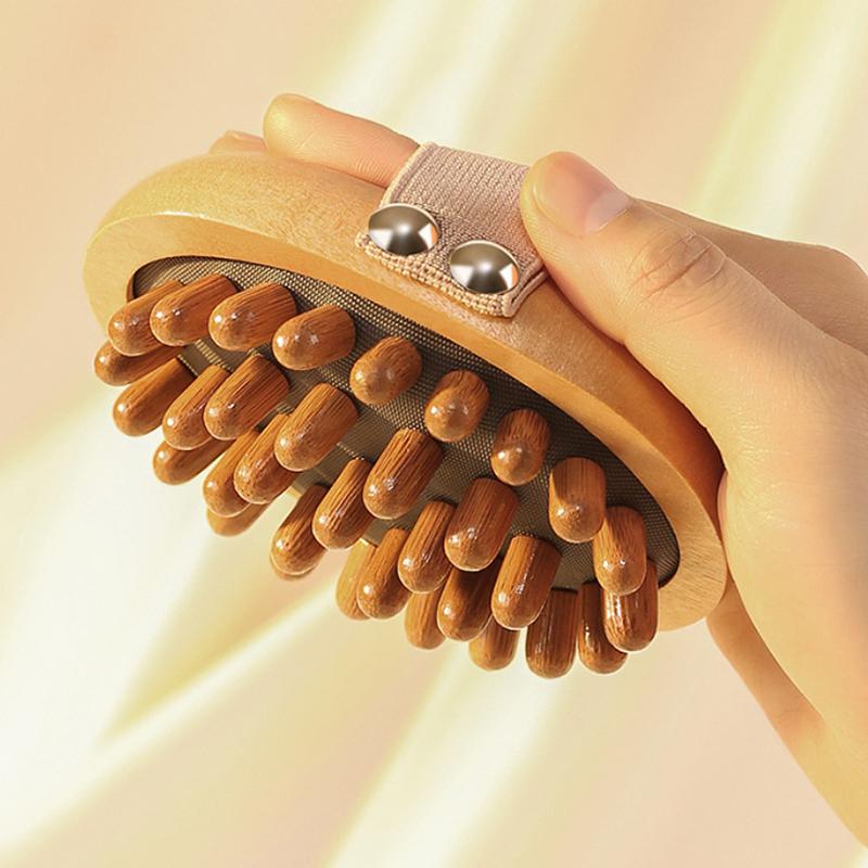 Body Anti Cellulite Cushion Meridian Brush Multi-Functional Wooden Spa Air Cushion Massage Hair Comb Scalp Body Massage Brush