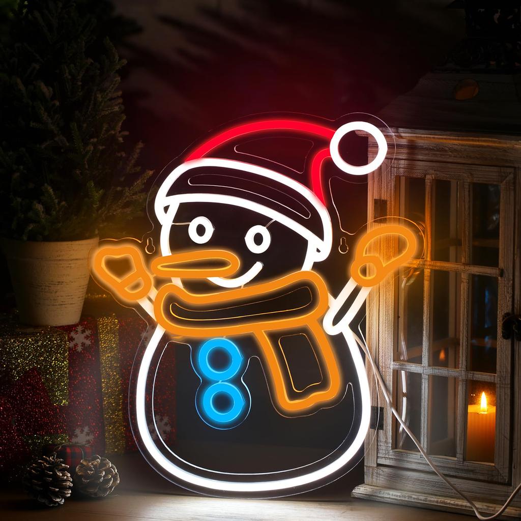 Christmas Neon Snowman Sign Snowman Neon Christmas Sign Dimmable Christmas Led Sign for Party Decor Presents