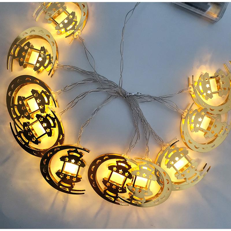 Indoor LED Moon & Star Iron Art String Lights for Eid al-Adha Decor