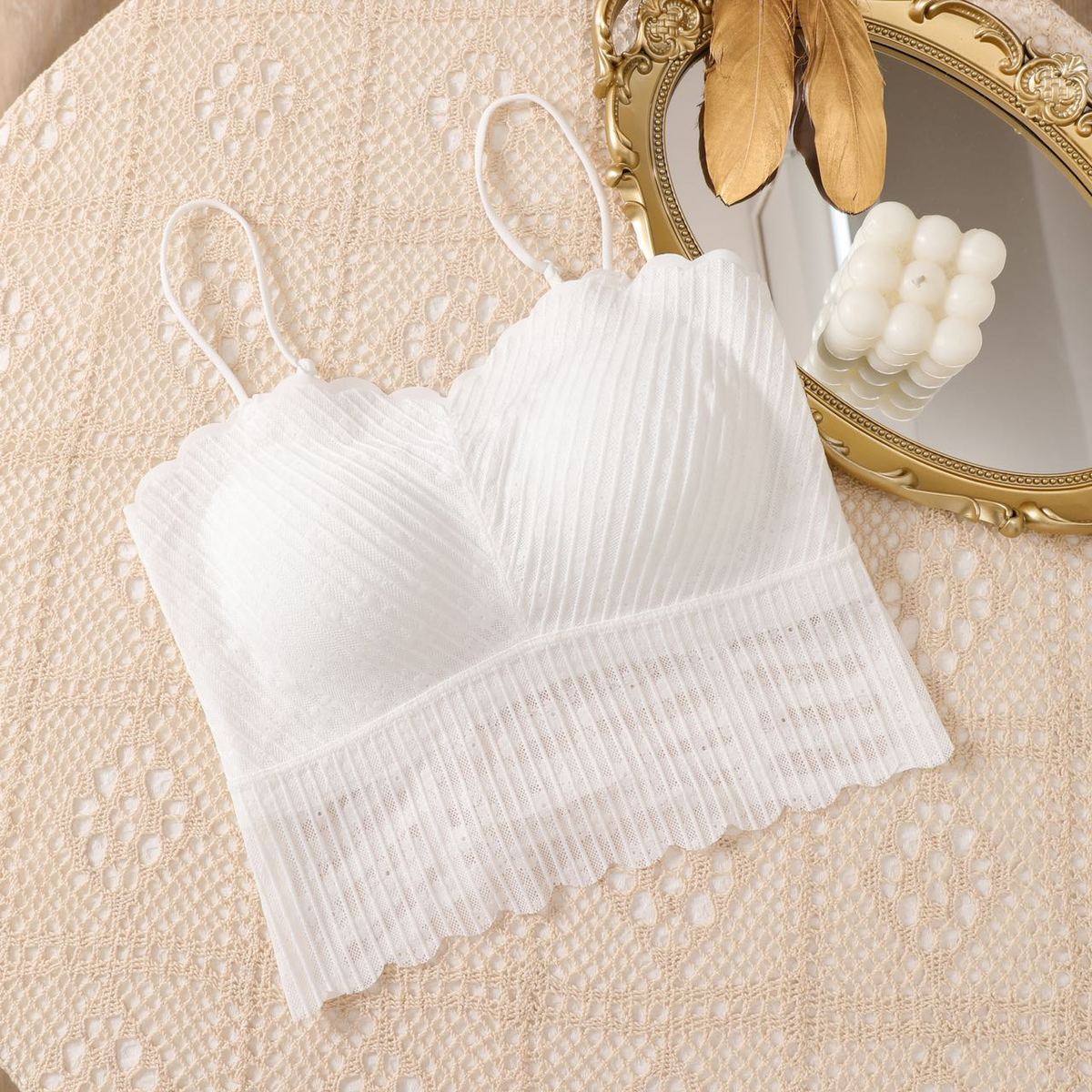 

Горячая Девушка Сексуальная Красивая Спина Майка Жилет С Нагрудником Противоскользящее Кружево Бесшовный Базовый Слой Бандо Нижнее Белье M