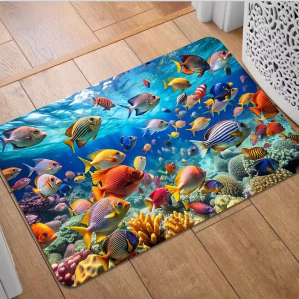 Beachside Coconut Drink  Tropical Fruit Doormat for Home Office Porch Indoor Outdoor Washable Floor Rug Summer Vacation Decor