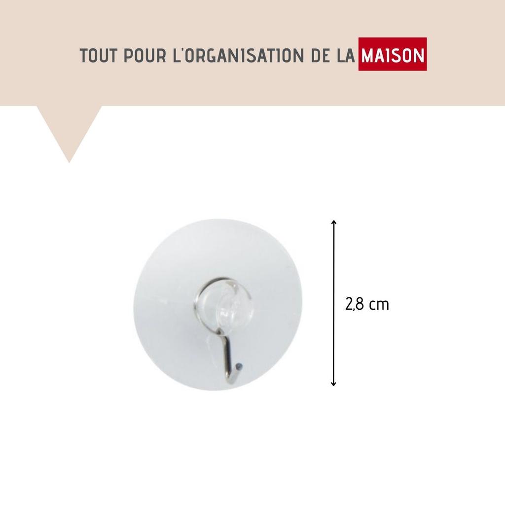 Lot de 4 crochets muraux à ventouse transparents Fackelmann Tecno ref. 61136