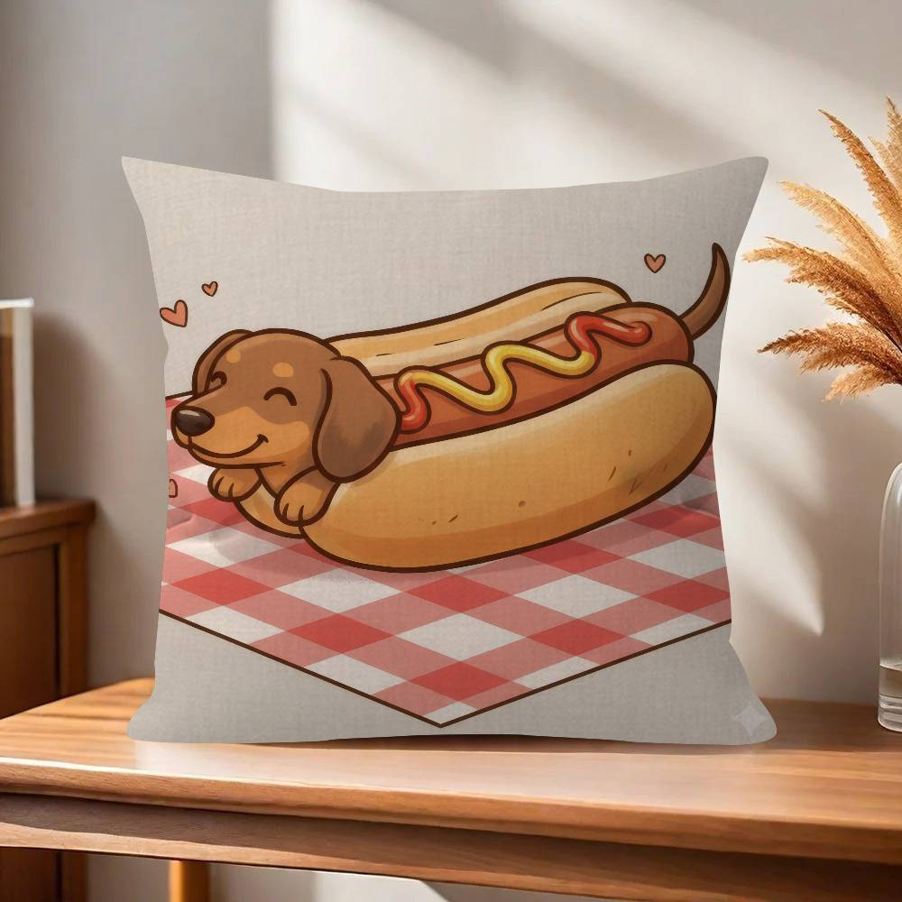 Sausage Dog Dachshund cute Pillowcase toon Gift Cushion Cover Bedroom Home Sofa Chair Seat Decor pillow case