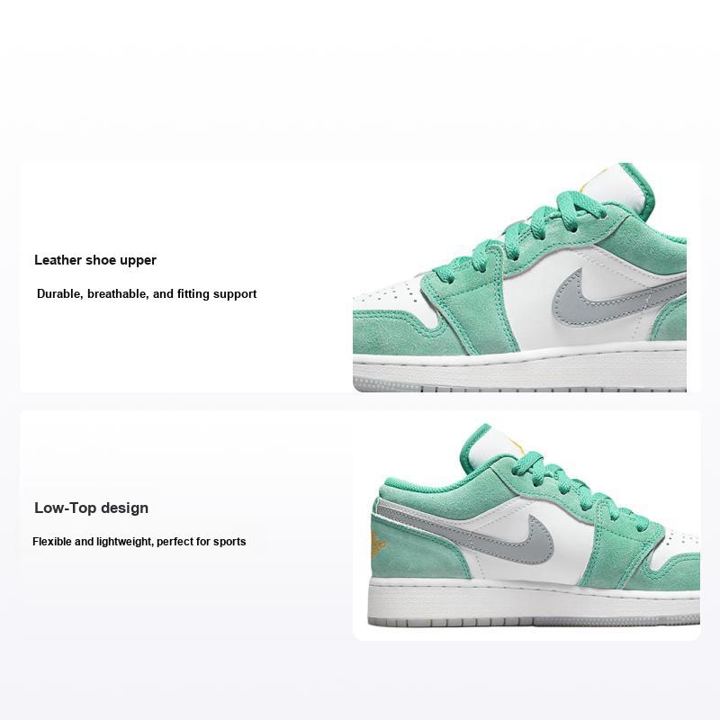 Air Jordan 1 Low SE GS New Emerald Sneakers da Bambino Bianco Grigio Acciaio Chiaro Taxi DO8244-301
