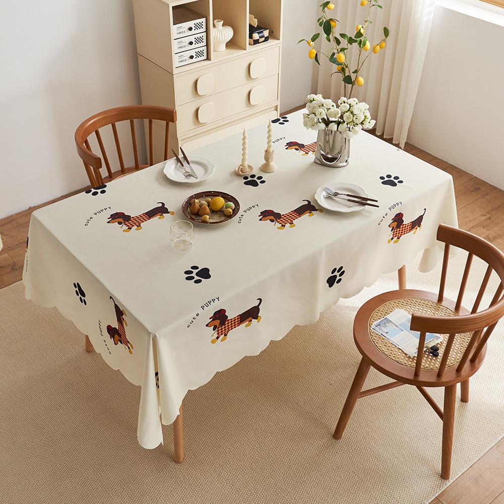 Special-Shaped Waterproof Cartoon Dopamine Table Cloth Living Room Coffee Table Desk Peach Skin Velvet Light Luxury Anti-Scald Tablecloth Decoration