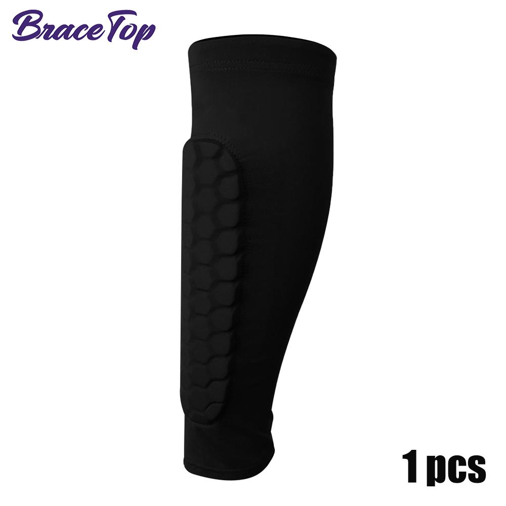 Bracetop 1 шт. Футбольные щитки на голень Защита для футбола Сотовая структура Противоударные Рукава для сжатия голени Велоспорт Бег Щитки на голень L