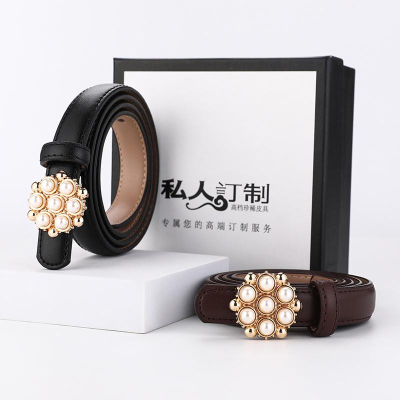 Genuine Leather Woman Belt With Rhinestones For Dress And Jeans Fashion Accessory