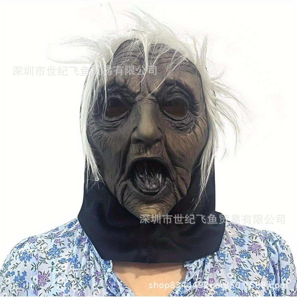Halloween Horror White-Haired Witch Mask Halloween Witch Headgear cosplay Party props Curly-haired white-haired