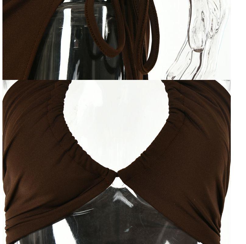 European Fashion Sleeveless High-Split Halter Neck Dress