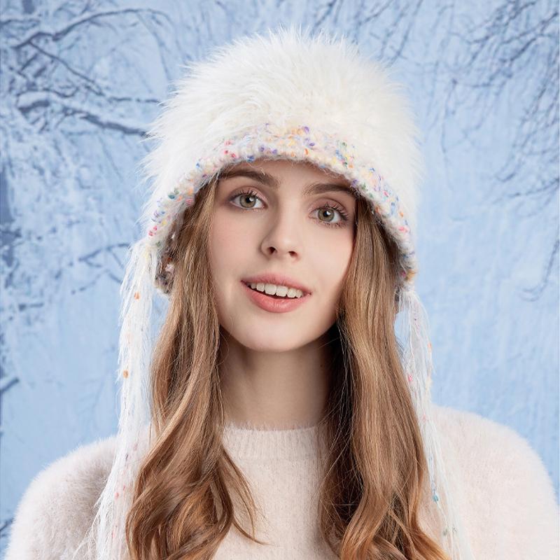 Autumn Winter Plush Pullover Hat Women Wool Hat Coldproof Warm Knitted Hat