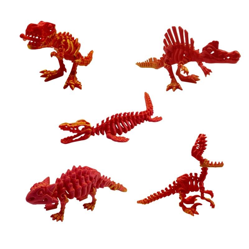 Set de 5 dinosaurios impresos en 3D con articulaciones móviles, incluyendo Ankilosaurio, Sauron y Espinosaurio, pieza de exhibición para el hogar y la decoración