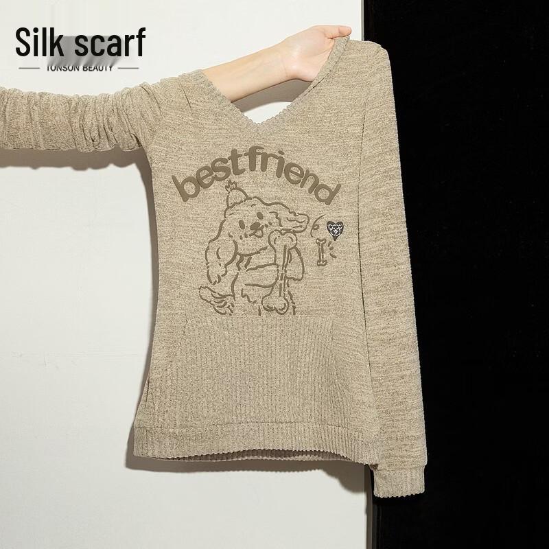 Women s Hooded Cartoon Print Long-Sleeve Top S